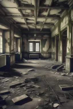 large scratchy decaying poisonous decrepit dilapidated huge room