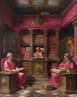 A magenta psychic library painted by Michelangelo di Lodovico Buonarroti Simoni