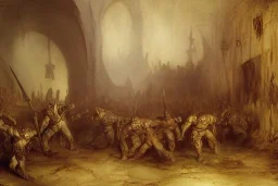 Orcs in a dungeon painted by William Turner