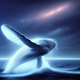 realistic, stunning, gorgeous humpback whale jumping out of turbulent ocean water, milkyway sky, reflective water, 8k resolution, high-quality, fine-detail, detailed matte, illustration, digital art, brian froud, howard lyon, anna dittman, greg rutowski, Life of Pi