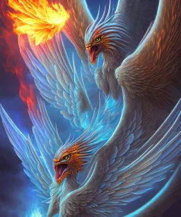 blue phoenix flaming wings