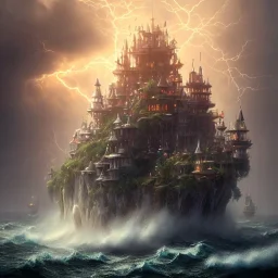 an ocean storm with clouds and lightning inside a drinking glass on a kitchen table, 8k resolution, high-quality, fine-detail, intricate, digital art, drinking glass, detailed matte, volumetric lighting, baroque, illustration, octane render, brian froud, howard lyon, selina french, George Grie, Ben Goossens, Igor Morski