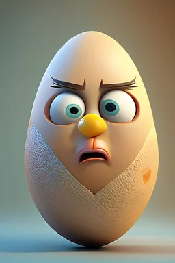 3d egg character, face like mulang, cute like pixar character