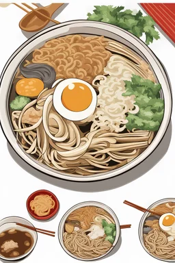 simple japanese ramen bowl clipart image animated style on white background