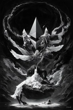 tom lee ethereum oracle of delphi seeing the future in the style of surrealism black and white