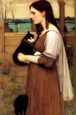 Woman with a cat. John William Waterhouse