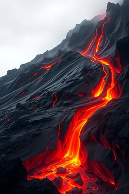 face view volcano lava stream absrtact