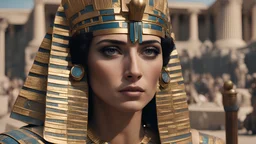 Cleopatra finds herself in exile, navigating the complexities of Alexandria's political landscape. Describe her initial reactions and the strategies she employs to regain support. hyperrealistic,8k,cinematic