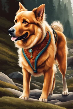 Full body Hermoso perro "Bernés de la Montaña" Arte illustration, colores contrastantes, calidad ultra, hiperdetallado, 12k