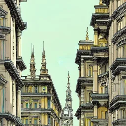 Beaux Arts architecture+palladio+detailed facades+interwarmodernism architecture+artdeco german uphill road+trees+biopunk+Bueno Aires+turin+trieste+Book illustration by Gediminas Pranckevičius, Jean Baptiste Monge, Brian Kesinger, Anton fadeev, Kilian Eng, strong lines, high contrast vibrant colors, highly detailed, 16k resolution, trending on behance""