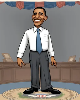 Storybook character, president Barack Obama, full body, highly defined, cartoon character