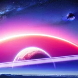 ufo, very beautiful mothership , elegant, clouds, planets, galactic atmosphere, atmospheric, realistic, cinematic lighting, pink blue light, 8k,