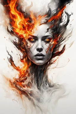 art, abstract, human, burning edges, (intense and emotional visual experience:1.5), (captivating and fiery ambiance:1.3), (dramatic and captivating essence:1.2), (fiery details:1.3), white background