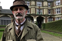 ww1 doctor talking close-up standing up looking to the camera, ww1 mansion infirmary background