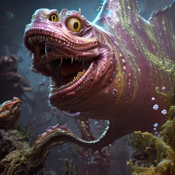 fluid ink angler fish creature, unreal engine 5, 8k resolution, photorealistic, ultra detailed