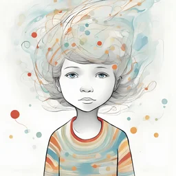 Create a visual abstract representation of a calm child, cartoon