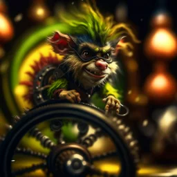 hairy pimp groove funk goblin gremlin hippie in running inside big hamster wheel, prize winning oil painting, ,bokeh like f/0.8, tilt-shift lens 8k, high detail, smooth render, down-light, unreal engine