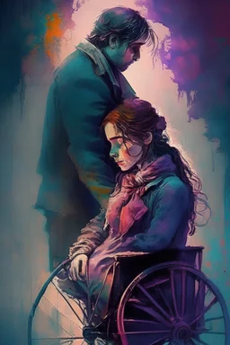 The cruelty of the past between the disabled girl and her lover, the mysterious man، love story,Romantic colors