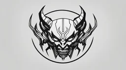 minimalistic cyberpunk demon logo black and white