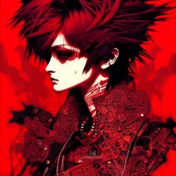 beautiful punk girl, hyper detailed, hyperdetailed, intricately detailed, illustration by <kilian eng> <Yoji Shinkawa>, darkred tones,