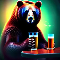 Bear smoking in a bar