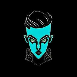 creepy evil androgynous human with a face made out of shoes. Logo style.