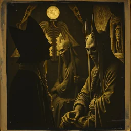 Daguerrotype close up some mysterious figures, odd background, Hieronymus Bosch Max Ernst ambient light, by Minicavio Quollati and Marlost Endgulp, Amano, Botticelli, Alphonse Mucha