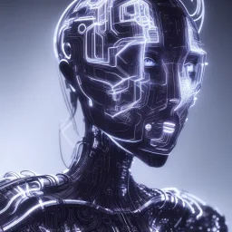 cyberborg, head, women, portrai, tron