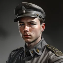 German ww2 young tank commander in grey uniform realistic digital art