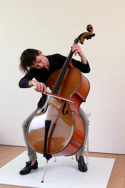 The whole body of Maniquí de glassy Artist mader playing the cello