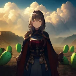 anime real life like cactus in the desert in arizona, grand canyon,anime, storm clouds in the background