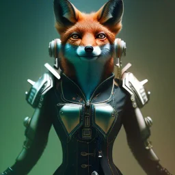 A steampunk Armor wearing Fox,cyberpunk, character design,ultra realistic,shiny, smooth, studio quality, octane render, Surrealism, Triadic colour scheme,ambient lighting polaroid, 100mm