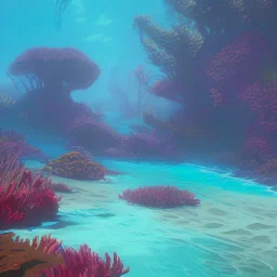 "Create an image of an underwater coral reef teeming with vibrant marine life. Include colorful fish, coral formations, and the play of sunlight beneath the water's surface."