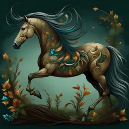 A majestic horse of Gaea that shows elements of nature and Earth