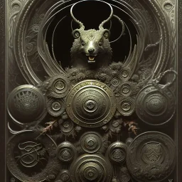 Highly detailed extrem embossed ancient oak. symmetrical, oak leaves, isolated on black background, painting, by Nekro, Peter Mohrbacher, Alphonse Mucha, Brian Froud, Yoshitaka Amano, kim keever, victo ngai, James jean