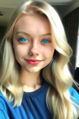 22 year old female, blonde, blue eyes, danish, round face