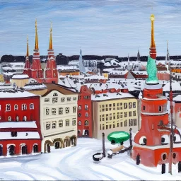 Stockholm in snow painted by outsider artist