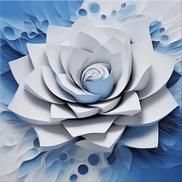 With a striking array of vibrant hues blending and shifting seamlessly, this mesmerizing piece of geometric abstract art on canvas commands attention. The 3D white and blue color scheme creates a mesmerizing swirl floral effect that draws the viewer in with its intricate beauty. This stunning painting radiates a sense of elegance and sophistication, a true masterpiece that showcases the artist's skill and creativity.