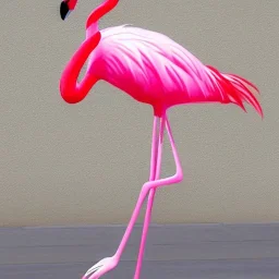 An anthropomorphic flamingo