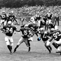 Boston Shamrocks Football team playing against the Toronto Rifles Football team,vintage footage, hyper-realistic, 1960s