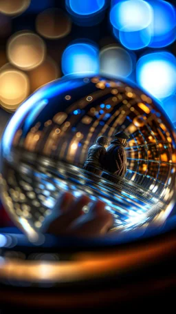 close up on flute player inside a huge Crystal ball, shot on Hasselblad h6d-400c, zeiss prime lens, bokeh like f/0.8, tilt-shift lens 8k, high detail, smooth render, down-light, unreal engine, prize winning