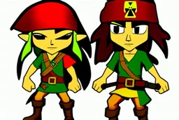 Cartoony and muscular Captain Jack Sparrow, Legend Of Zelda: Wind Waker style, stylized, colorful, adventurous.