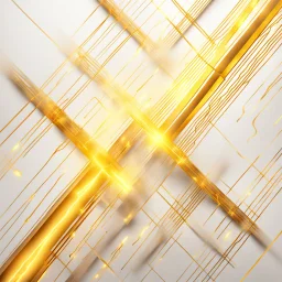 Hyper Realistic Yellow & Beige Intersecting Lines With Glowing Golden Embers On Off-White Background.