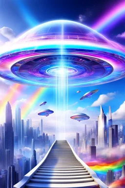 Ufos rainbow, futuriste ultra moderne,stairway to heaven,crystal very beautiful city