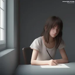 female student studying by the window, anime style, unreal engine 5, sun light, studio lighting --ar 1:1 --v 4