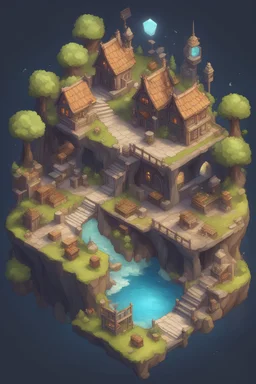 a fantasy place isometric where there are lots of content creator