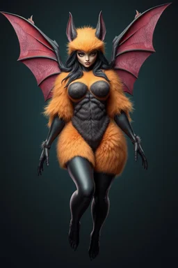 hi poly bat woman with fur all over her entire body