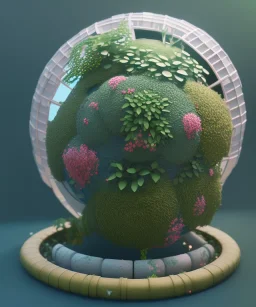 globe, plants and flowers around, kente, cinema 4d, octane render, high detail