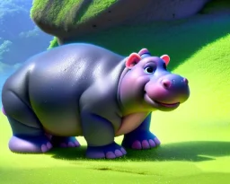 baby hippo, natural environment, photojournalism, hyper detailed, hyper realism, pixar character, sweet and gentle, friendly,