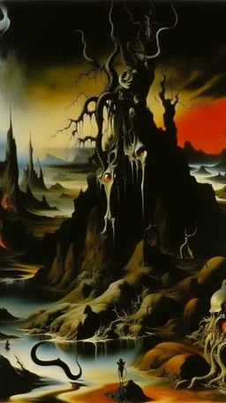 A black savage nightmare painted by Salvador Dali